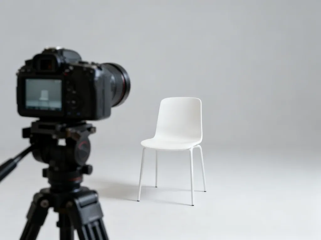 Profesjonalne studio fotograficzne z jasnoszarym tłem i aparatem na statywie, przygotowane do wykonania zdjęcia do dokumentów.